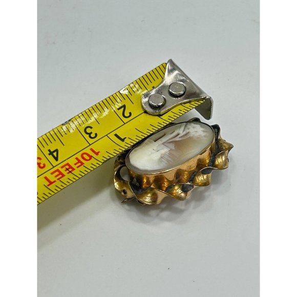 Vintage Carved Genuine Shell Cameo Brooch Rebecca at the Well Scenic Collectible - Picture 8 of 8